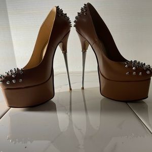 Nude Studded Leather Heels | High Heels | Studded Heels | New